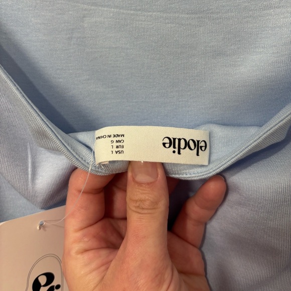 Open Back Baby Tee Baby Blue Top | Soft Girl Y2K Minimal Tee L NWT Low Back - Picture 7 of 9